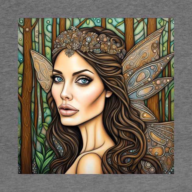 Angelina Jolie as a fairy in the woods by Colin-Bentham